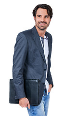 Image showing Handsome stylish man carrying a briefcase