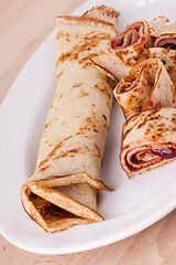 Image showing Sweet Rolled Pancakes on Plate