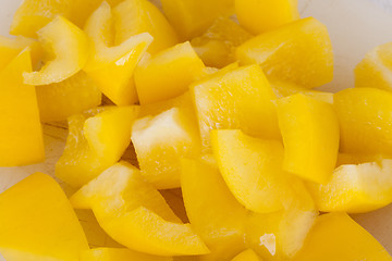 Image showing Pile of Chopped Yellow Pepper
