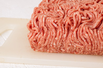 Image showing Block of commercial beef mince from a store