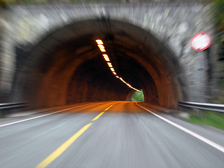 Image showing Norwegian tunnel, E-18 (Fast driving / In Motion)