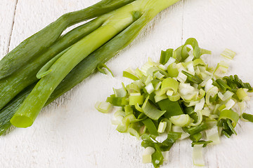 Image showing Diced fresh leeks