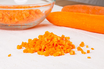 Image showing Finely diced fresh carrots