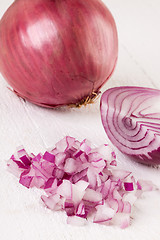 Image showing Fresh finely diced red onion