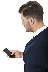 Image showing Stylish businessman chatting on his mobile