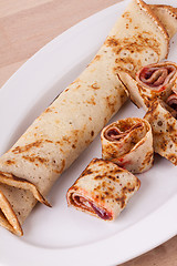 Image showing Sweet Rolled Pancakes on Plate