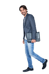 Image showing Handsome stylish man carrying a briefcase