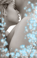 Image showing monochrome sensuality with blue flowers #2