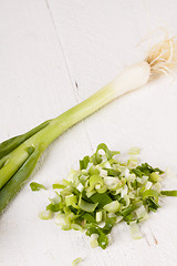 Image showing Diced fresh leeks