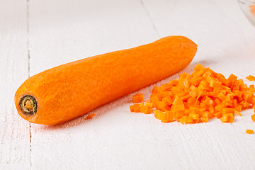 Image showing Finely diced fresh carrots