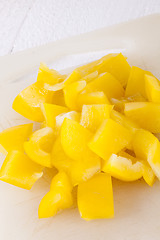 Image showing Pile of Chopped Yellow Pepper