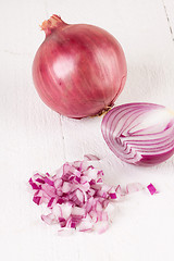 Image showing Fresh finely diced red onion