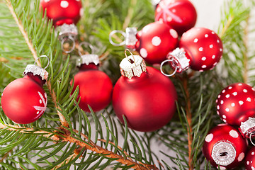 Image showing Pretty red polka dot Christmas bauble