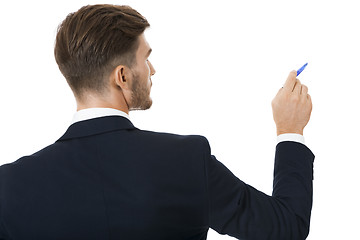 Image showing Stylish young businessman doing a presentation