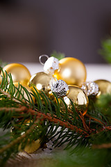 Image showing Golden Christmas decoration background