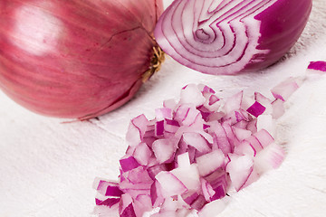 Image showing Fresh finely diced red onion