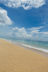 Image showing Beautiful tropical beach with lush vegetation