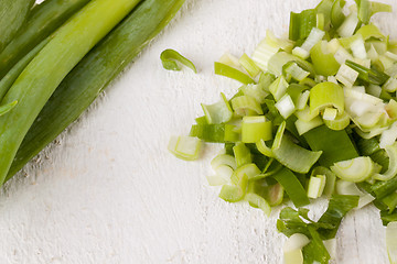 Image showing Diced fresh leeks