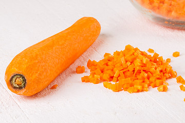 Image showing Finely diced fresh carrots