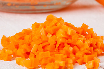 Image showing Finely diced fresh carrots