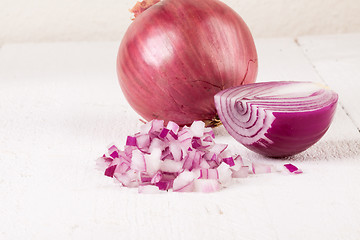 Image showing Fresh finely diced red onion