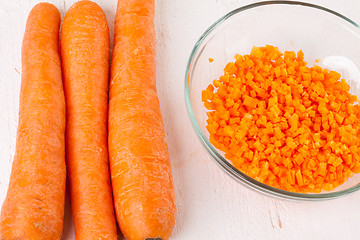 Image showing Finely diced fresh carrots