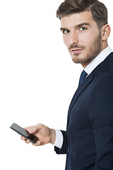 Image showing Stylish businessman chatting on his mobile