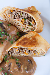 Image showing Savory mince pancakes or tortillas