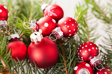 Image showing Pretty red polka dot Christmas bauble