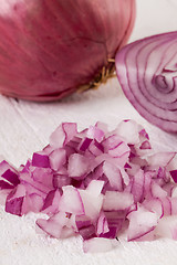 Image showing Fresh finely diced red onion