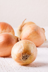 Image showing Small fresh brown onions