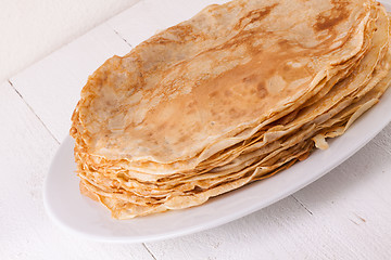 Image showing Delicious Pancakes on Plate Served