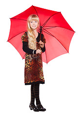 Image showing Little blond girl with umbrella