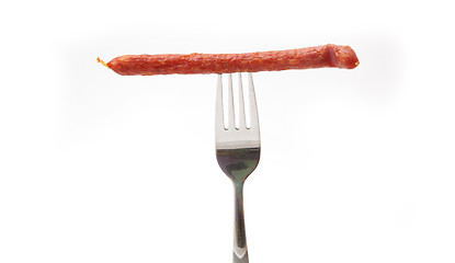 Image showing sausage on a fork