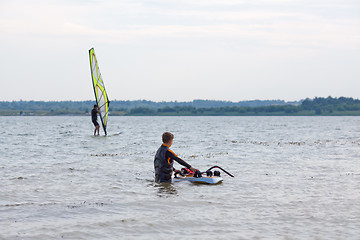 Image showing Learning to windsurf