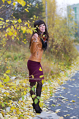 Image showing girl in the autumn forest