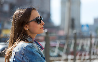 Image showing Portrait in profile of a beautiful young girl.