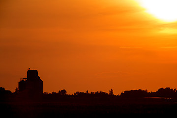 Image showing Sunset Sillouette with Grain Elevator