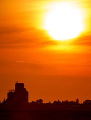 Image showing Sunset Sillouette with Grain Elevator