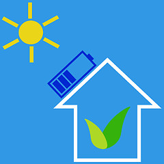 Image showing Eco house with solar battery