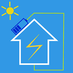 Image showing Eco house with solar battery