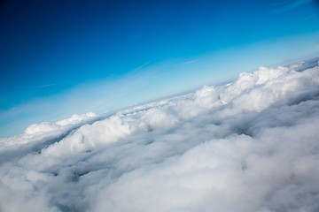 Image showing bird's-eye view blue sky with clouds