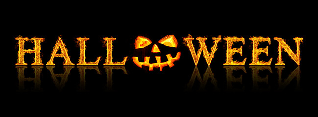 Image showing Halloween text - old jack-o-lantern