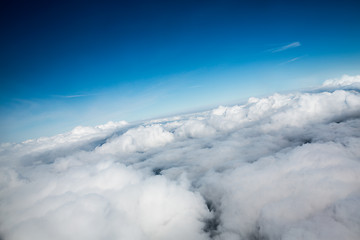 Image showing bird's-eye view blue sky with clouds