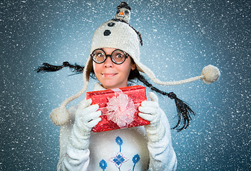 Image showing Funny christmas girl