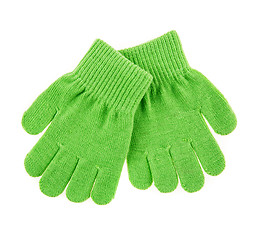 Image showing knitted woolen baby gloves