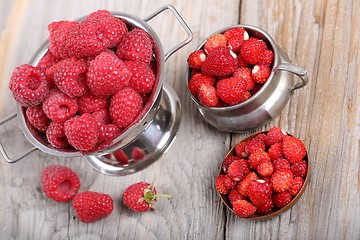 Image showing Raspberries and strawberries.