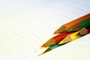 Image showing Color pencil and agenda