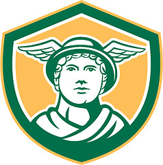 Image showing Mercury Head Winged Hat Retro Shield