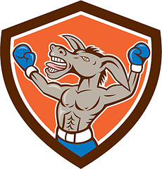 Image showing Donkey Boxing Celebrate Shield Cartoon